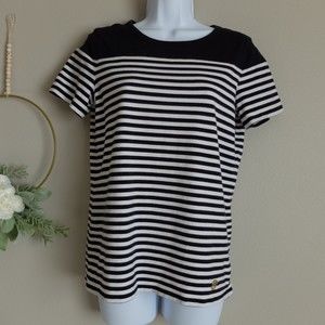 Michael Kors Black & White Striped Short Sleeves Tee Size Small